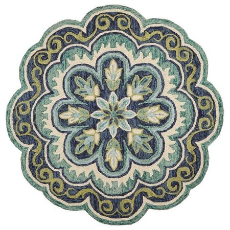 LR HOME LR Home DAZZL54076GRN40RD Dazzle Fantastic Floret Round Indoor Area Rug; Green - 4 x 4 ft. DAZZL54076GRN40RD